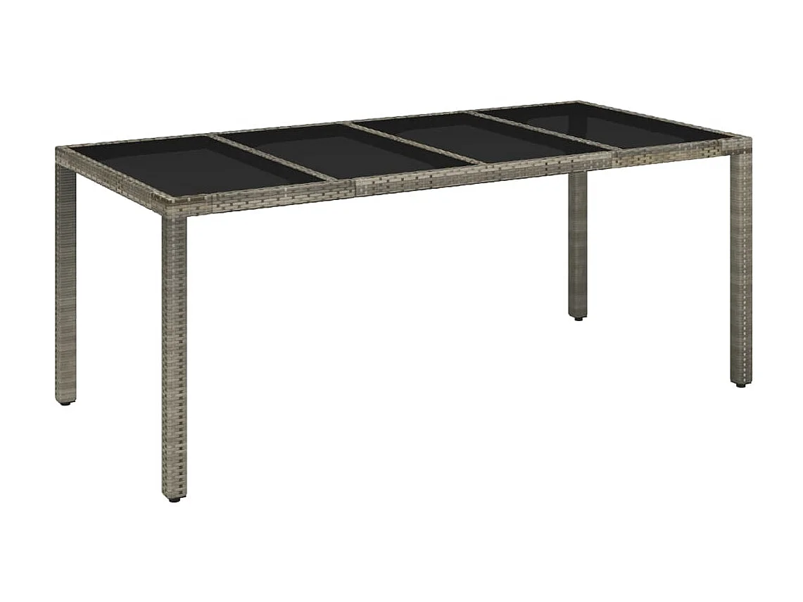 Table de jardin dessus en verre Gris 190x90x75cm Résine tressée GHR43712