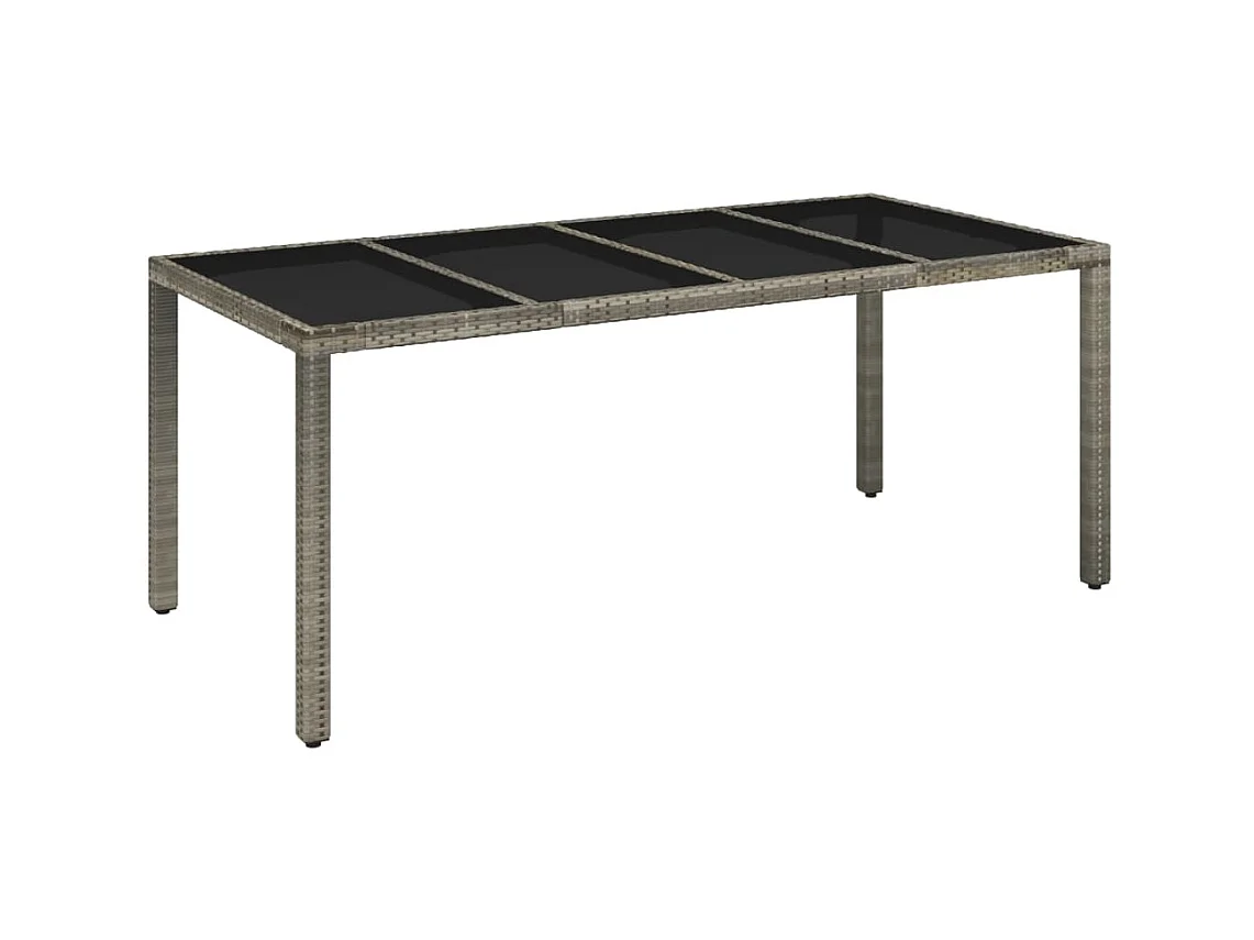 Table de jardin dessus en verre Gris 190x90x75cm Résine tressée GHR43712