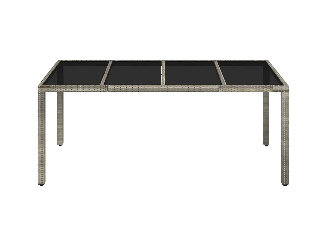 Table de jardin dessus en verre Gris 190x90x75cm Résine tressée GHR43712