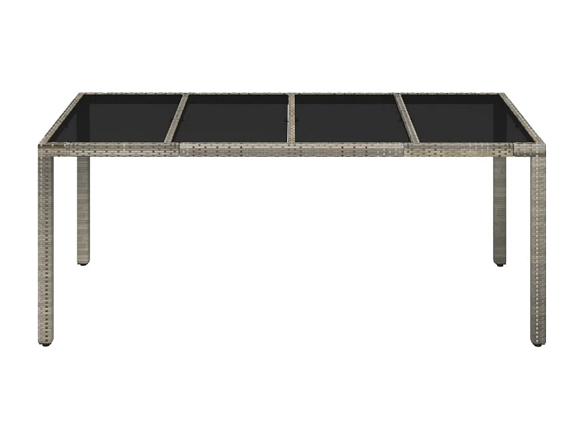 Table de jardin dessus en verre Gris 190x90x75cm Résine tressée GHR43712