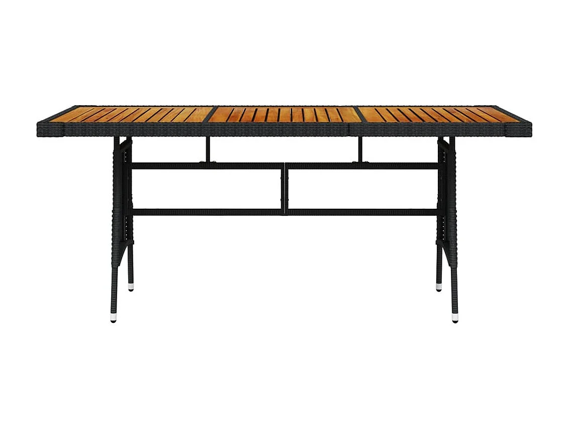 Table de jardin Noir 160x70x72 cm Résine tressée et acacia GHR72220