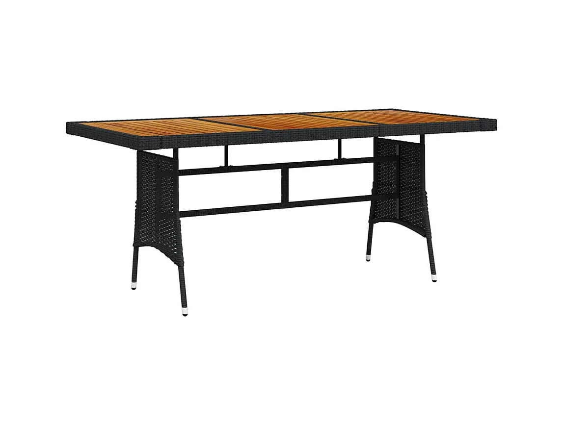 Table de jardin Noir 160x70x72 cm Résine tressée et acacia GHR72220