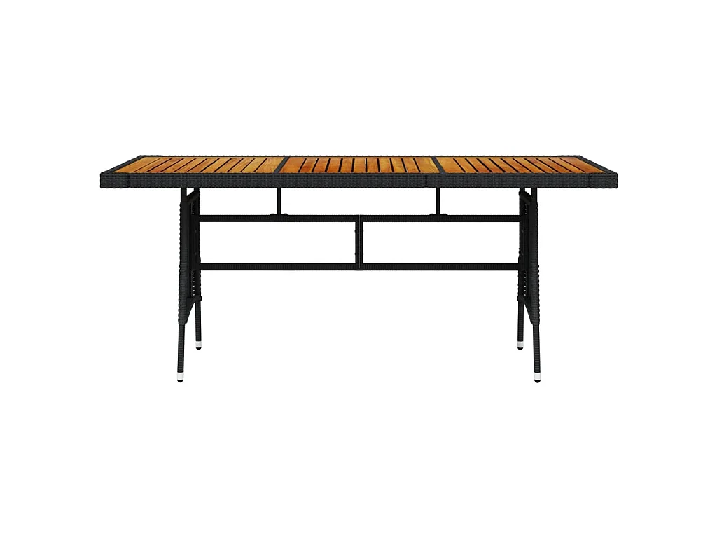 Mesa de jardim 160x70x72 cm vime PE e acácia maciça preto PT497289