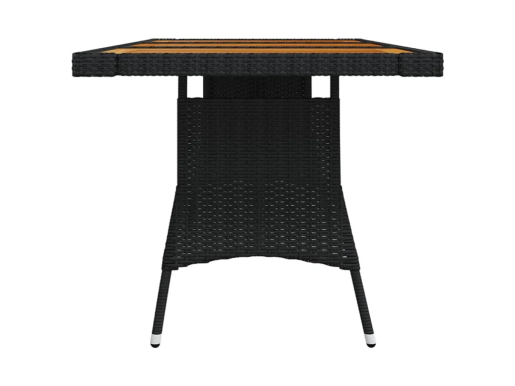 Mesa de jardim 160x70x72 cm vime PE e acácia maciça preto PT497289