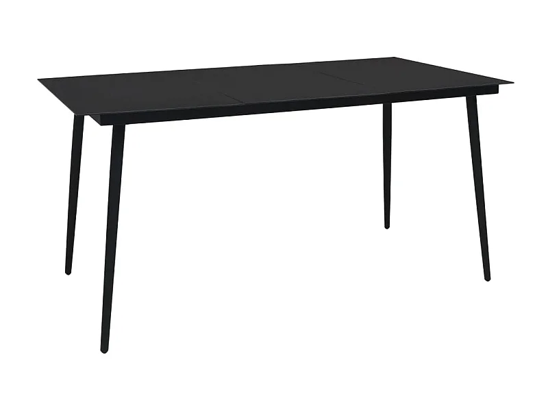 Mesa de jantar para jardim 190x90x74 cm aço e vidro preto PT380011