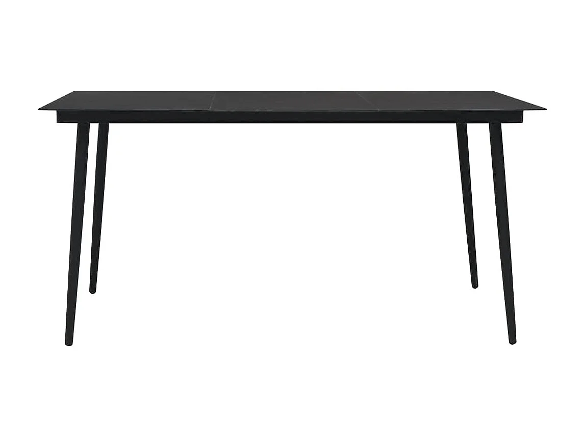 Table à manger de jardin Noir 190x90x74 cm Acier et verre GHR46353