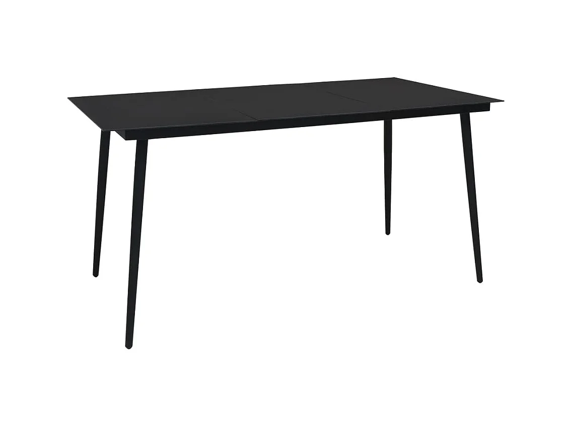 Table à manger de jardin Noir 190x90x74 cm Acier et verre GHR46353