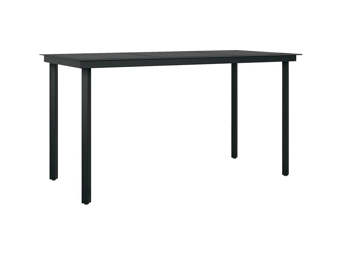 Table à manger de jardin Noir 140x70x74 cm Acier et verre GHR73368
