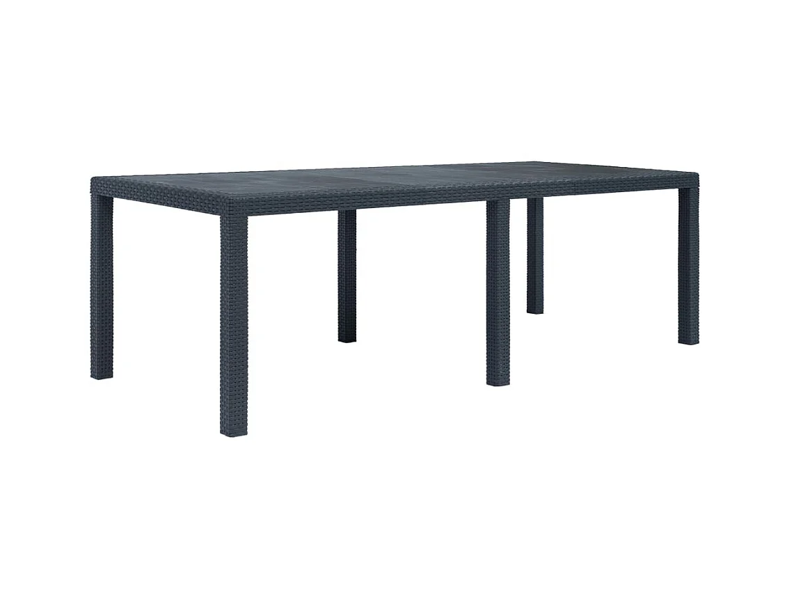 Table de jardin Anthracite 220x90x72 cm Plastique Aspect rotin GHR30129