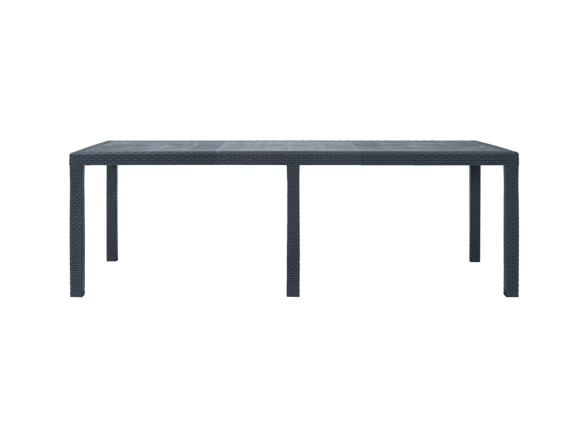 Table de jardin Anthracite 220x90x72 cm Plastique Aspect rotin GHR30129