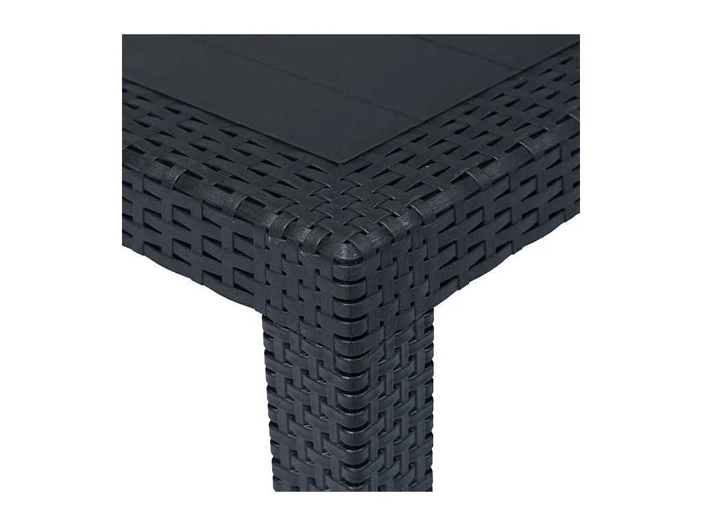 Table de jardin Anthracite 220x90x72 cm Plastique Aspect rotin GHR30129