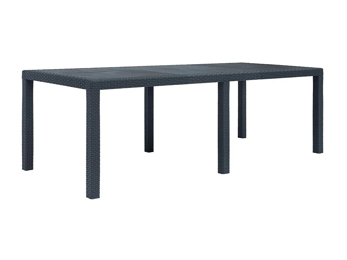 Table de jardin Anthracite 220x90x72 cm Plastique Aspect rotin GHR30129