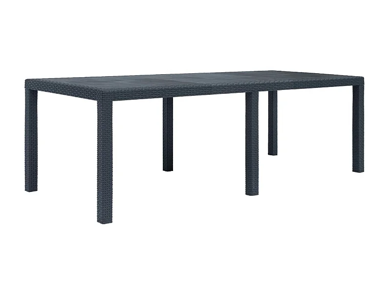 Table de jardin Anthracite 220x90x72 cm Plastique Aspect rotin GHR30129