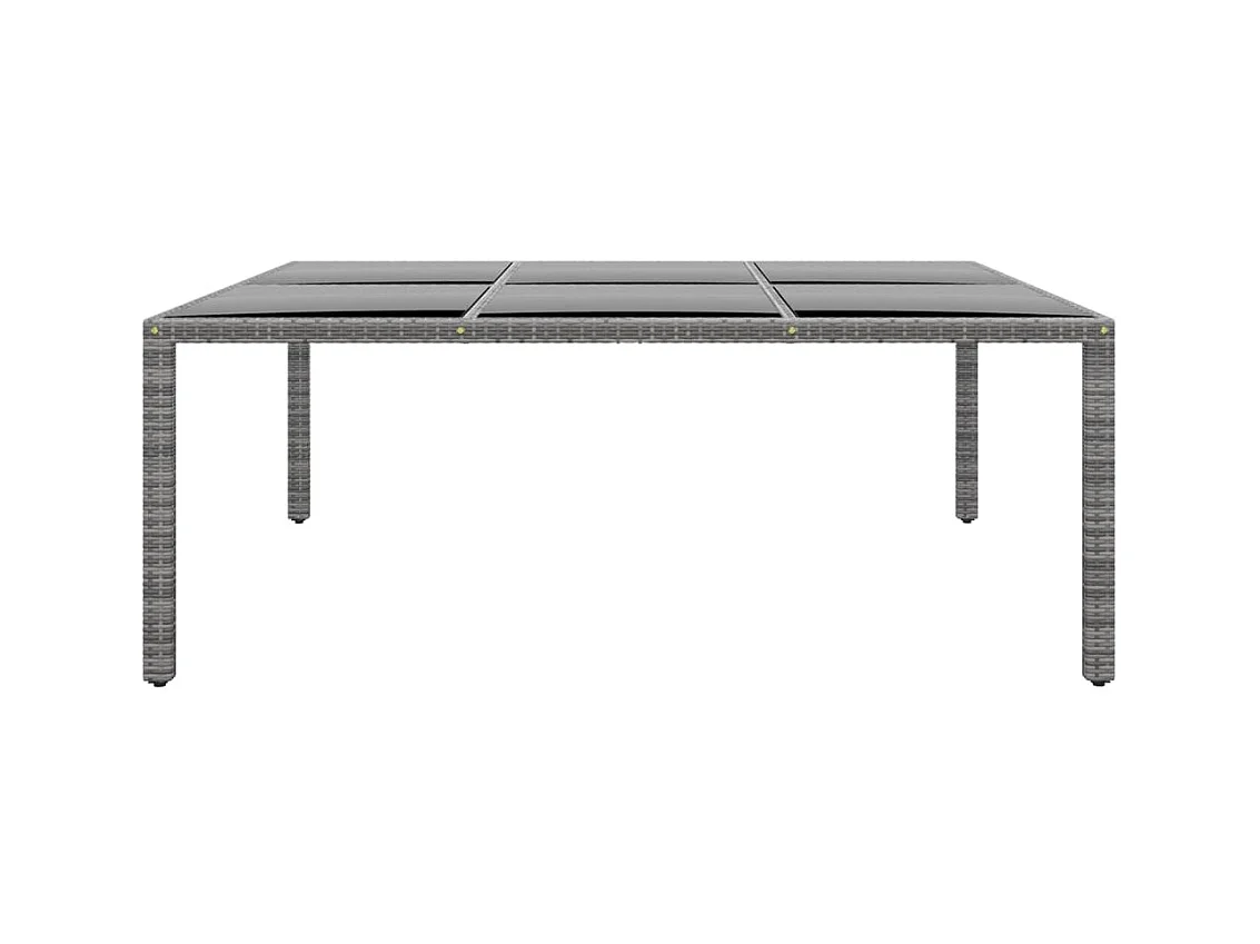 Table de jardin 200x150x75 cm Verre trempé/résine tressée Gris GHR95032