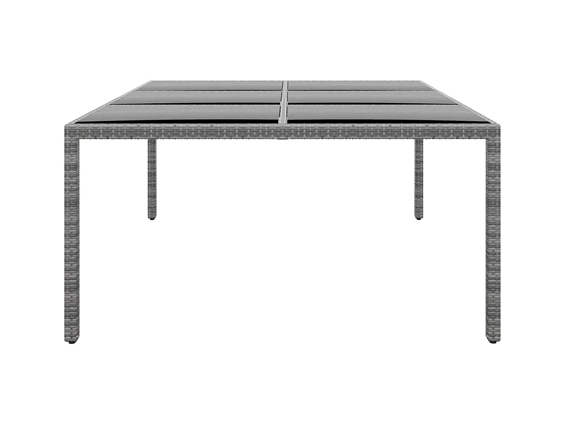 Table de jardin 200x150x75 cm Verre trempé/résine tressée Gris GHR95032