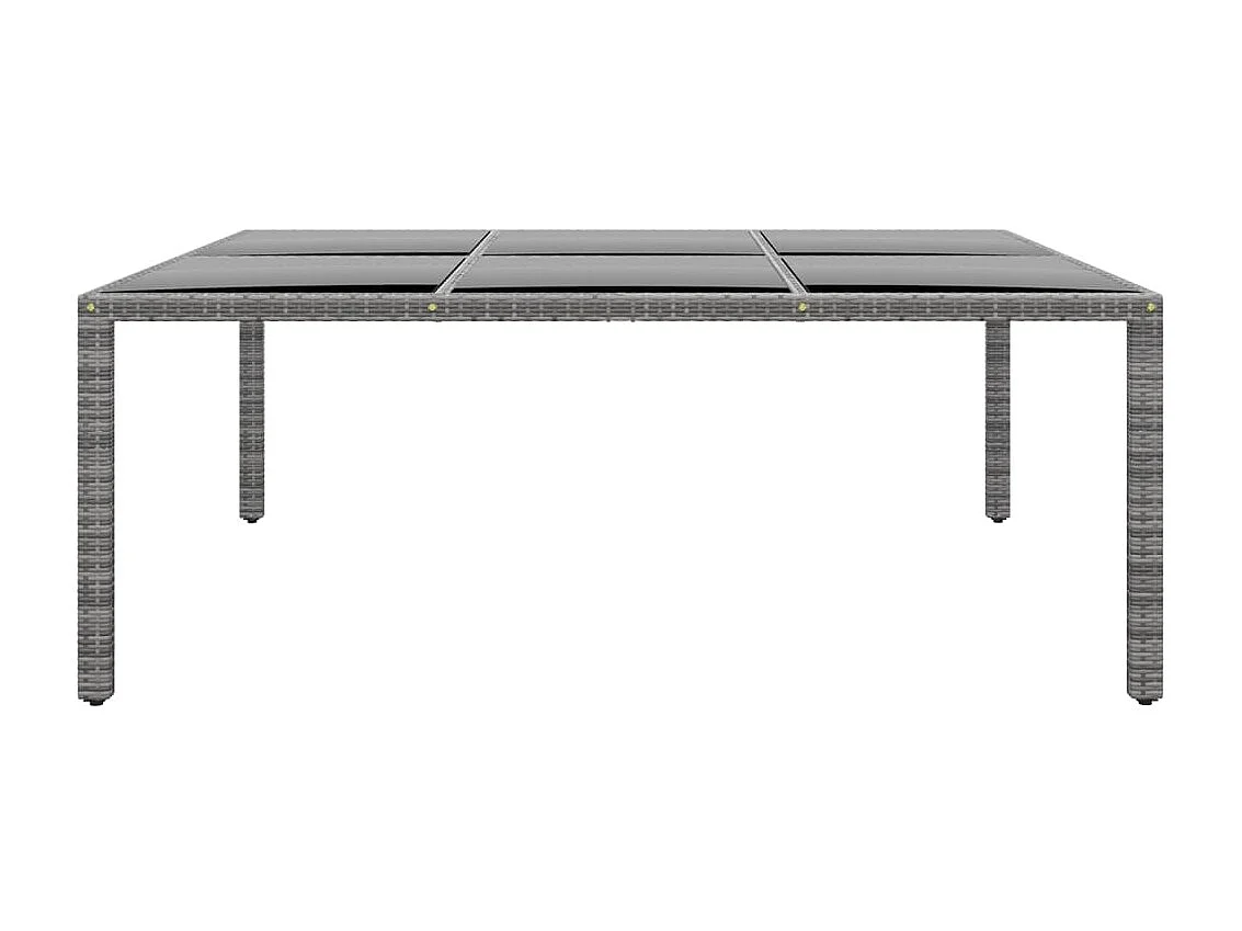 Mesa de comedor de jardín vidrio templado ratán sintético gris 200x150x75 cm KOW74872
