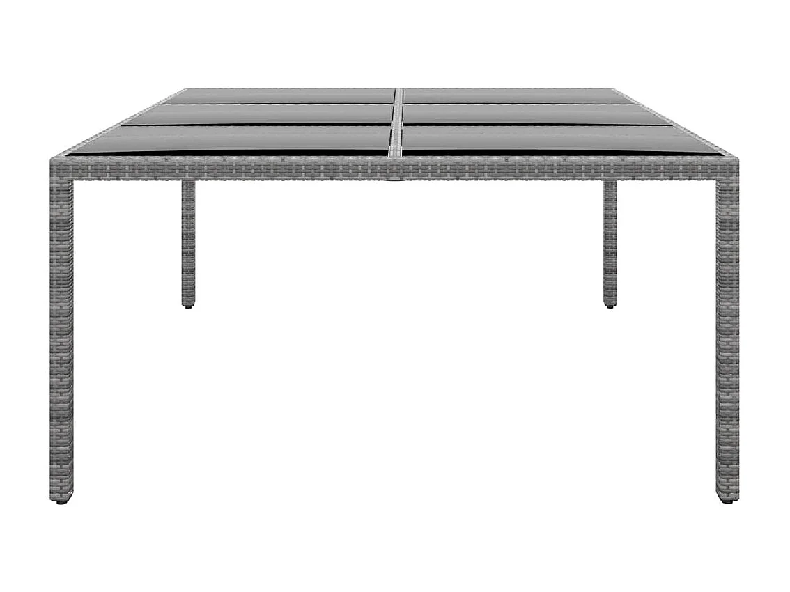 Mesa de comedor de jardín vidrio templado ratán sintético gris 200x150x75 cm KOW74872