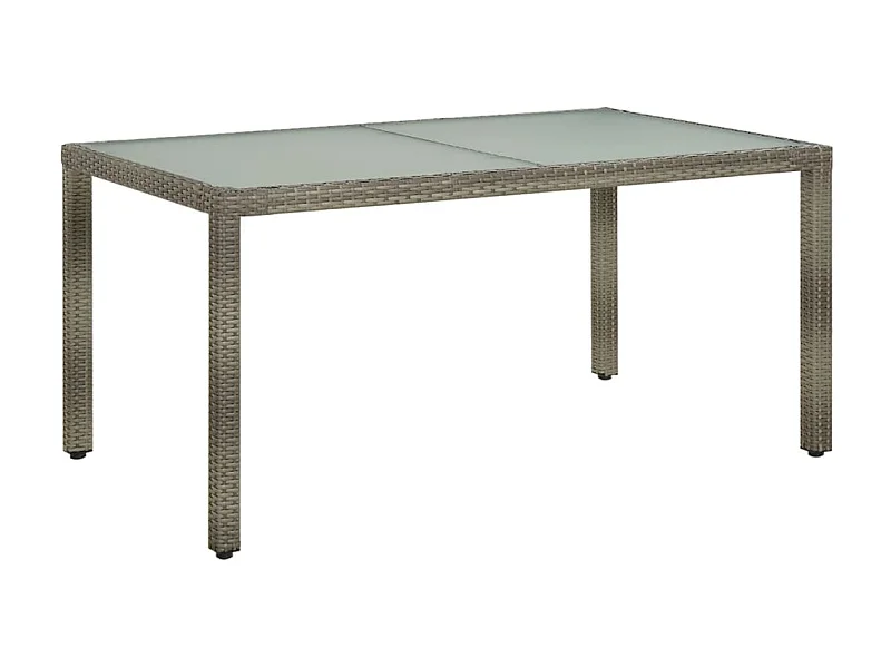 Table de jardin 150x90x75 cm Verre trempé et poly rotin Gris GHR40632