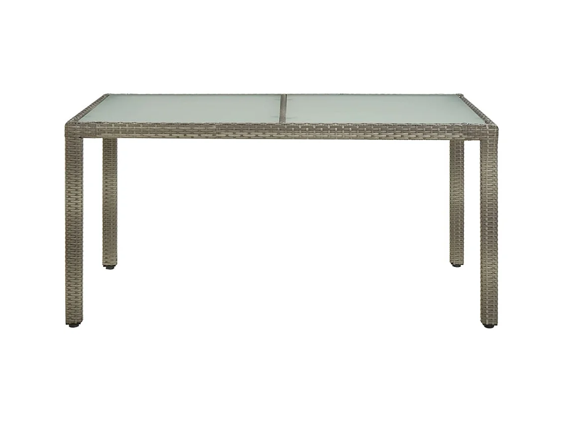 Table de jardin 150x90x75 cm Verre trempé et poly rotin Gris GHR40632