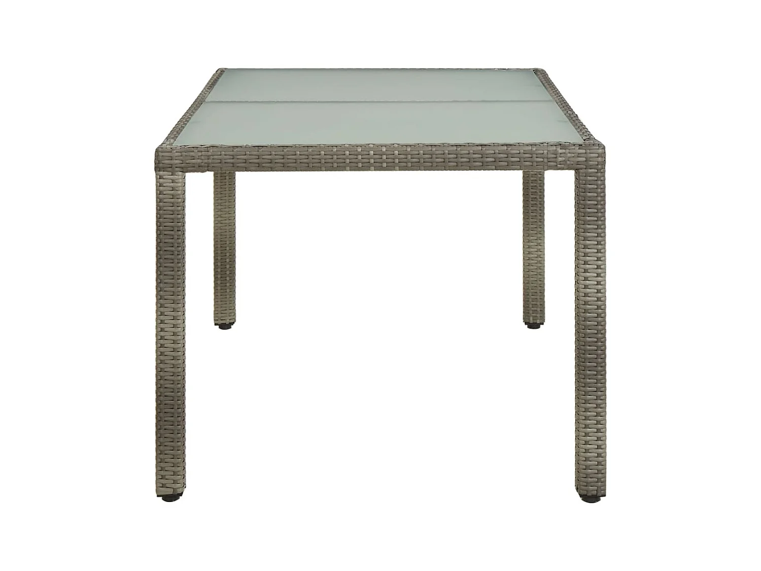 Table de jardin 150x90x75 cm Verre trempé et poly rotin Gris GHR40632