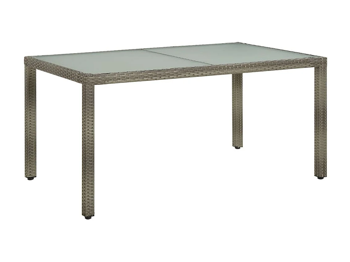 Table de jardin 150x90x75 cm Verre trempé et poly rotin Gris GHR40632