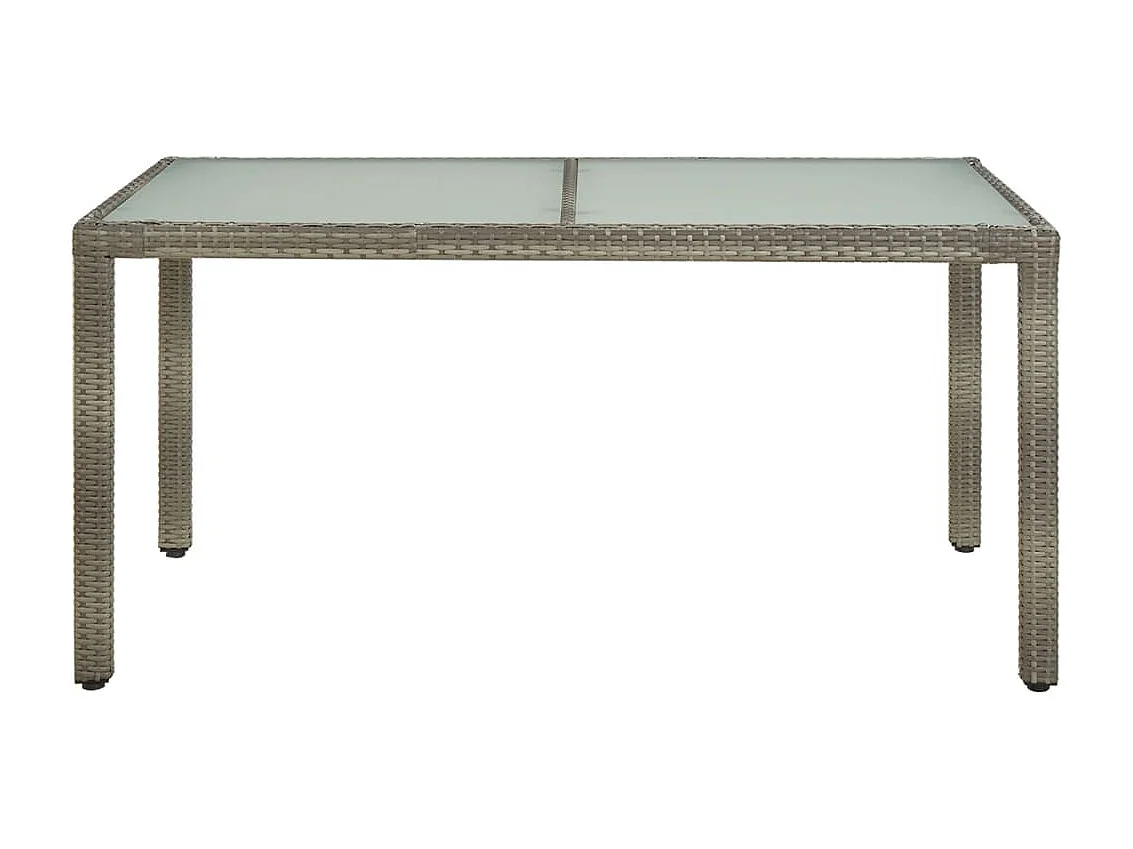 Table de jardin 150x90x75 cm Verre trempé et poly rotin Gris GHR40632