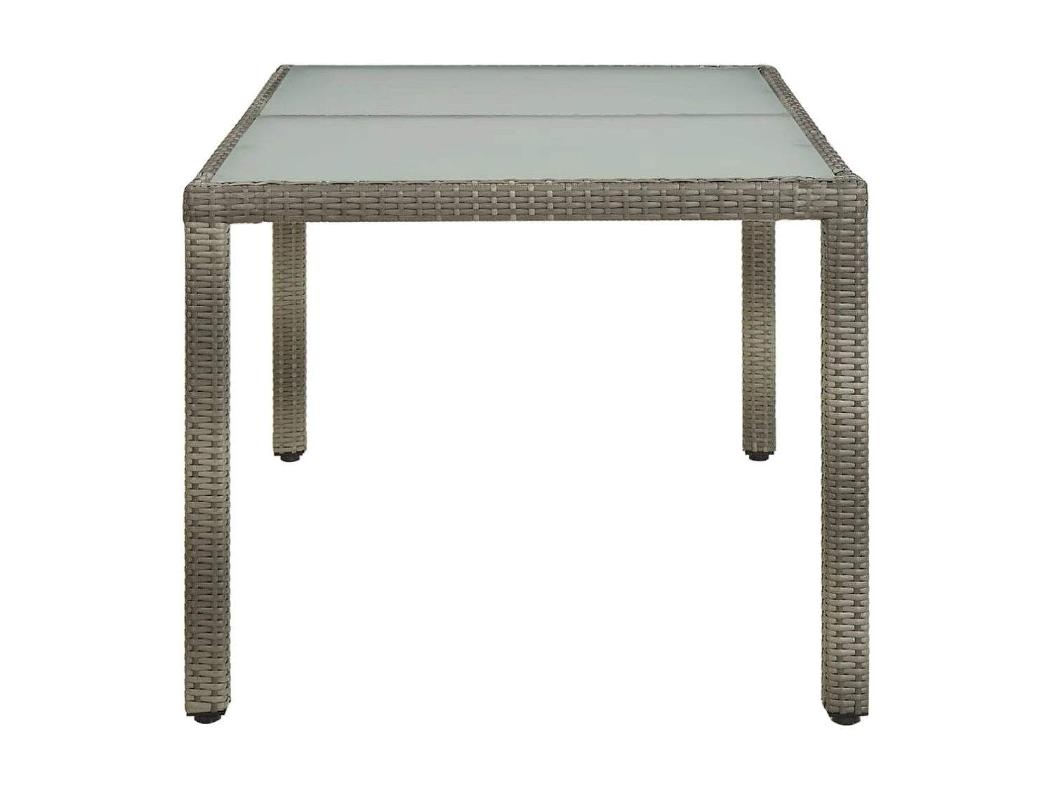 Table de jardin 150x90x75 cm Verre trempé et poly rotin Gris GHR40632