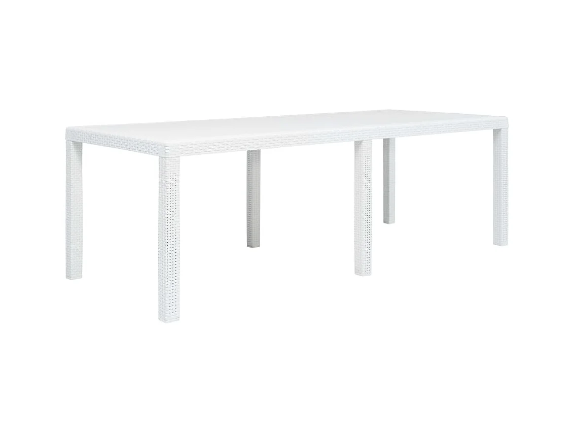 Table de jardin Blanc 220x90x72 cm Plastique Aspect de rotin GHR38973