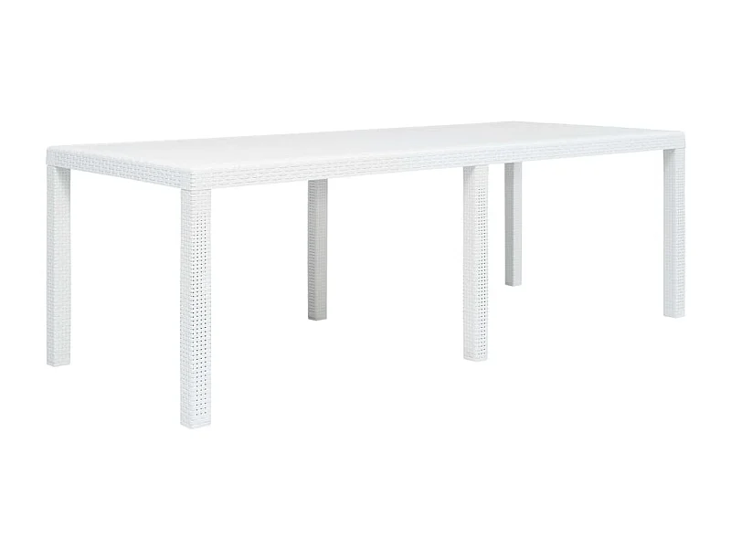 Table de jardin Blanc 220x90x72 cm Plastique Aspect de rotin GHR38973