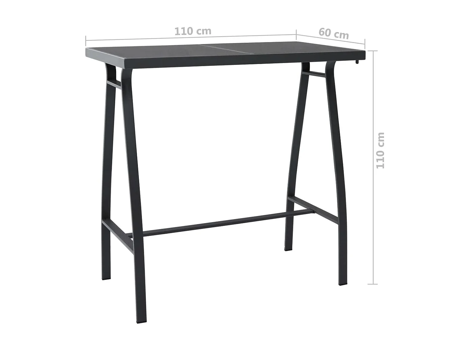 Table à manger de jardin Noir 110x60x110 cm Verre trempé GHR86778