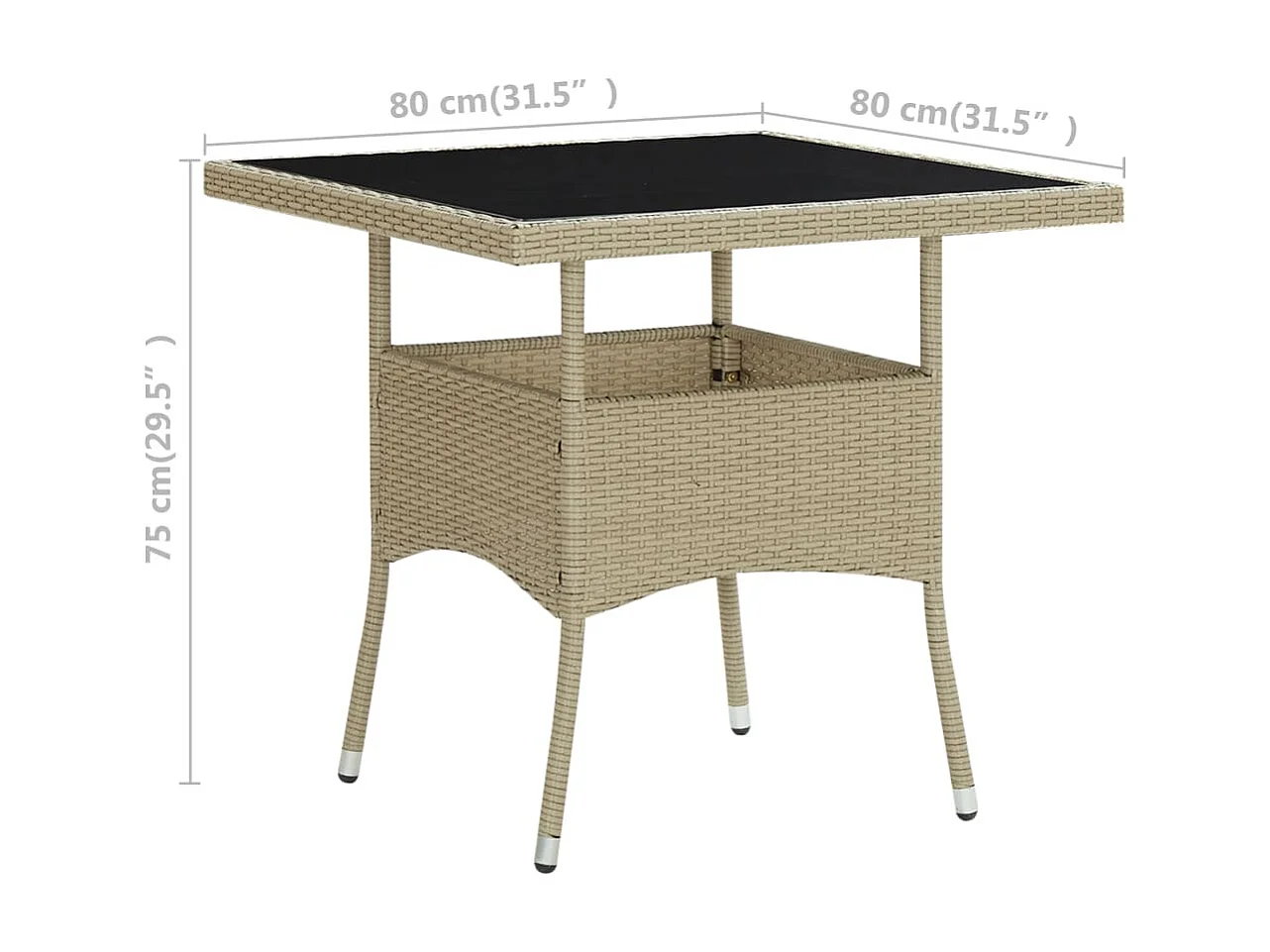 Table à manger de jardin Beige Résine tressée et verre GHR75958