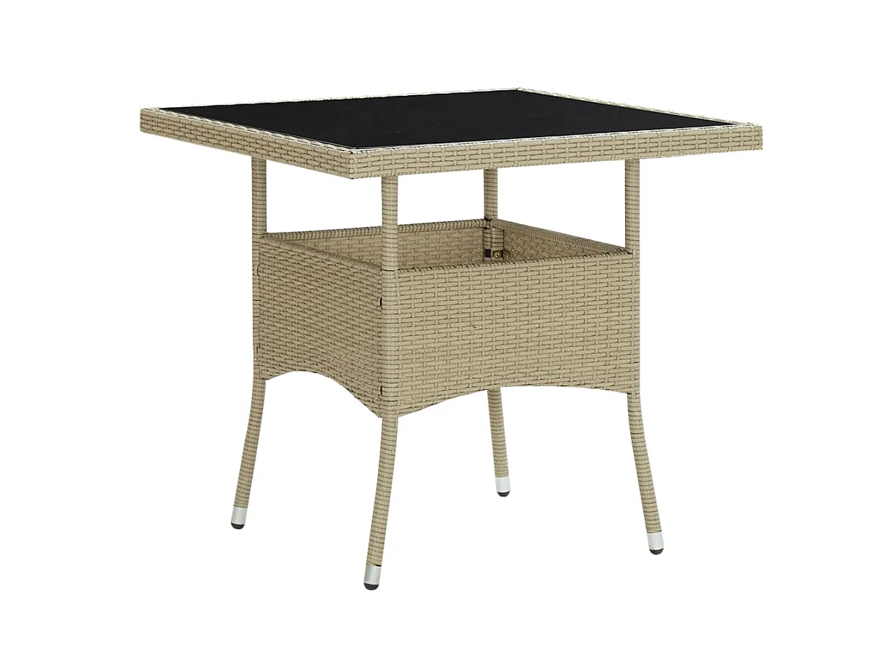 Table à manger de jardin Beige Résine tressée et verre GHR75958