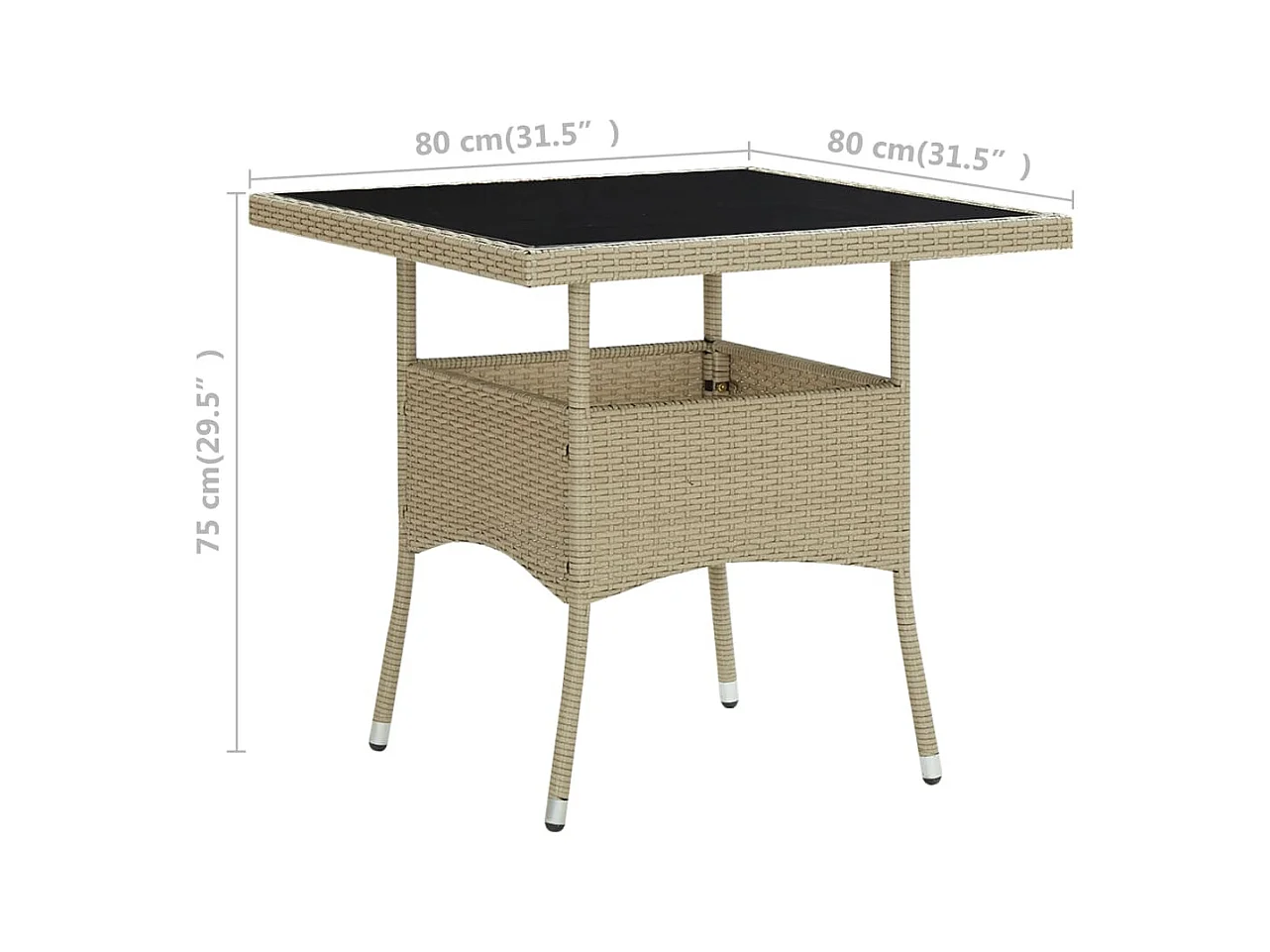 Table à manger de jardin Beige Résine tressée et verre GHR75958