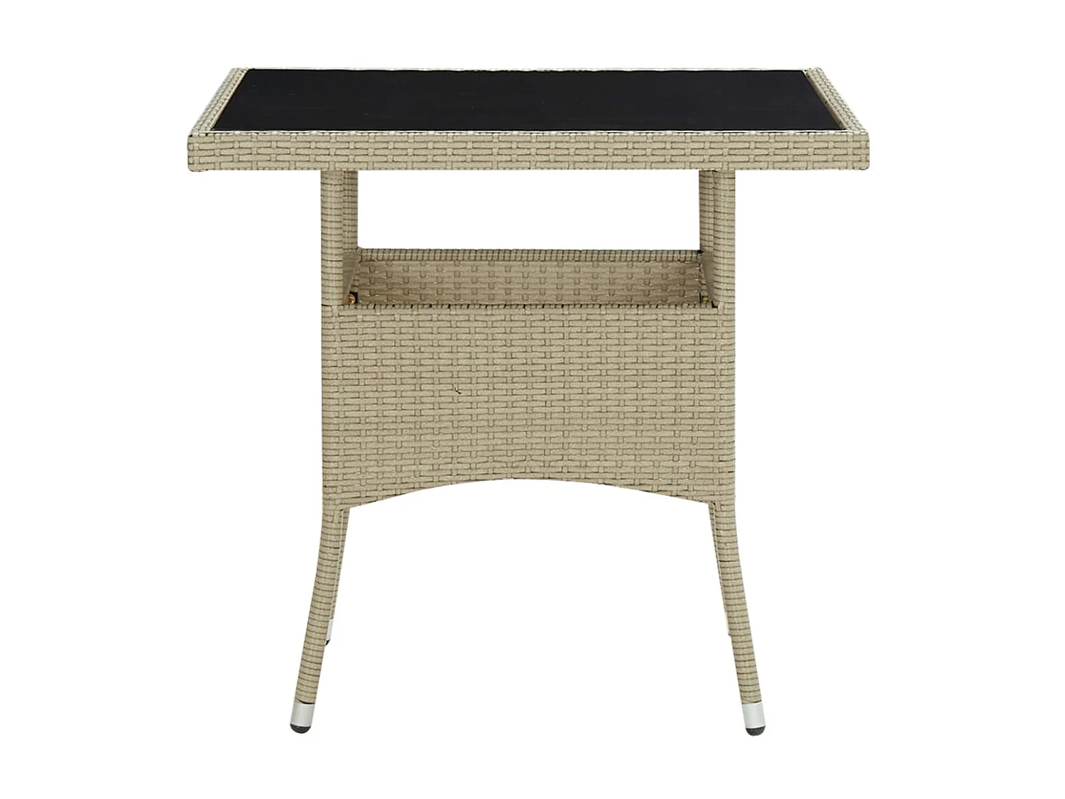 Mesa de jantar para exterior vime PE e vidro bege PT457615