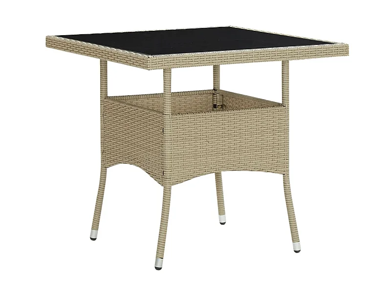 Table à manger de jardin Beige Résine tressée et verre GHR75958