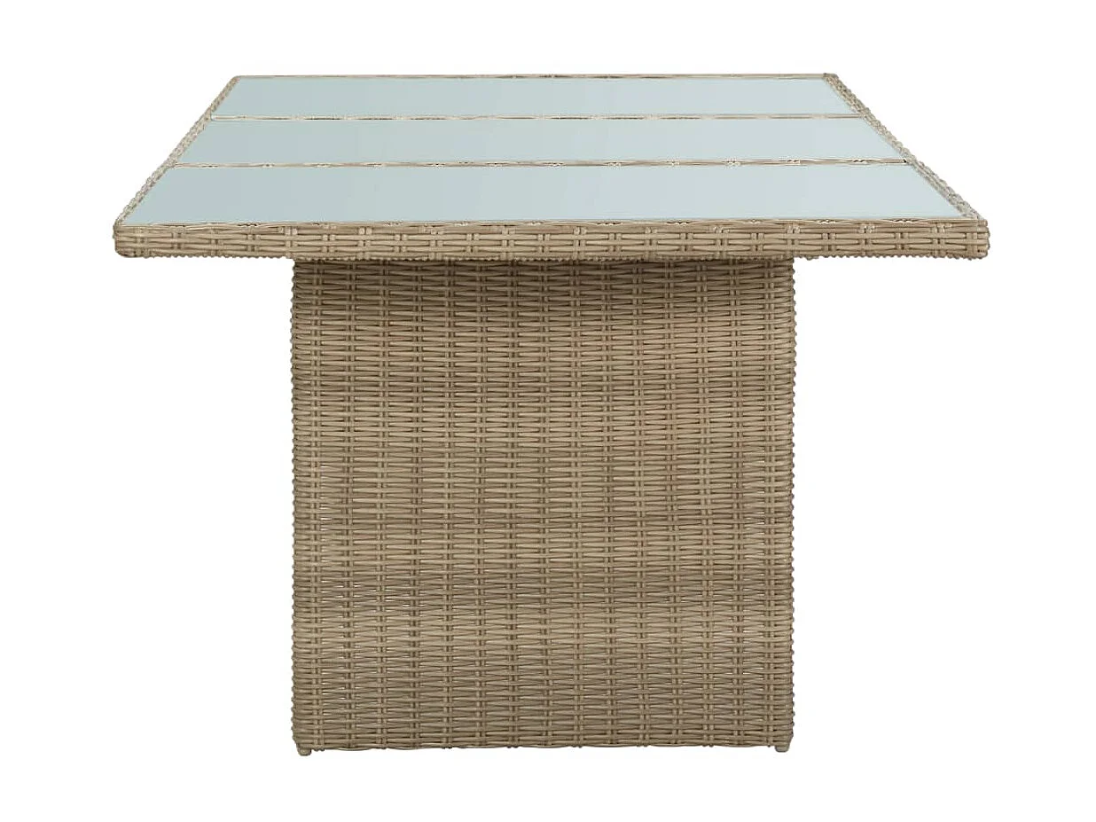 Mesa de comedor jardín vidrio y ratán PE marrón 200x100x74 cm KOW22532