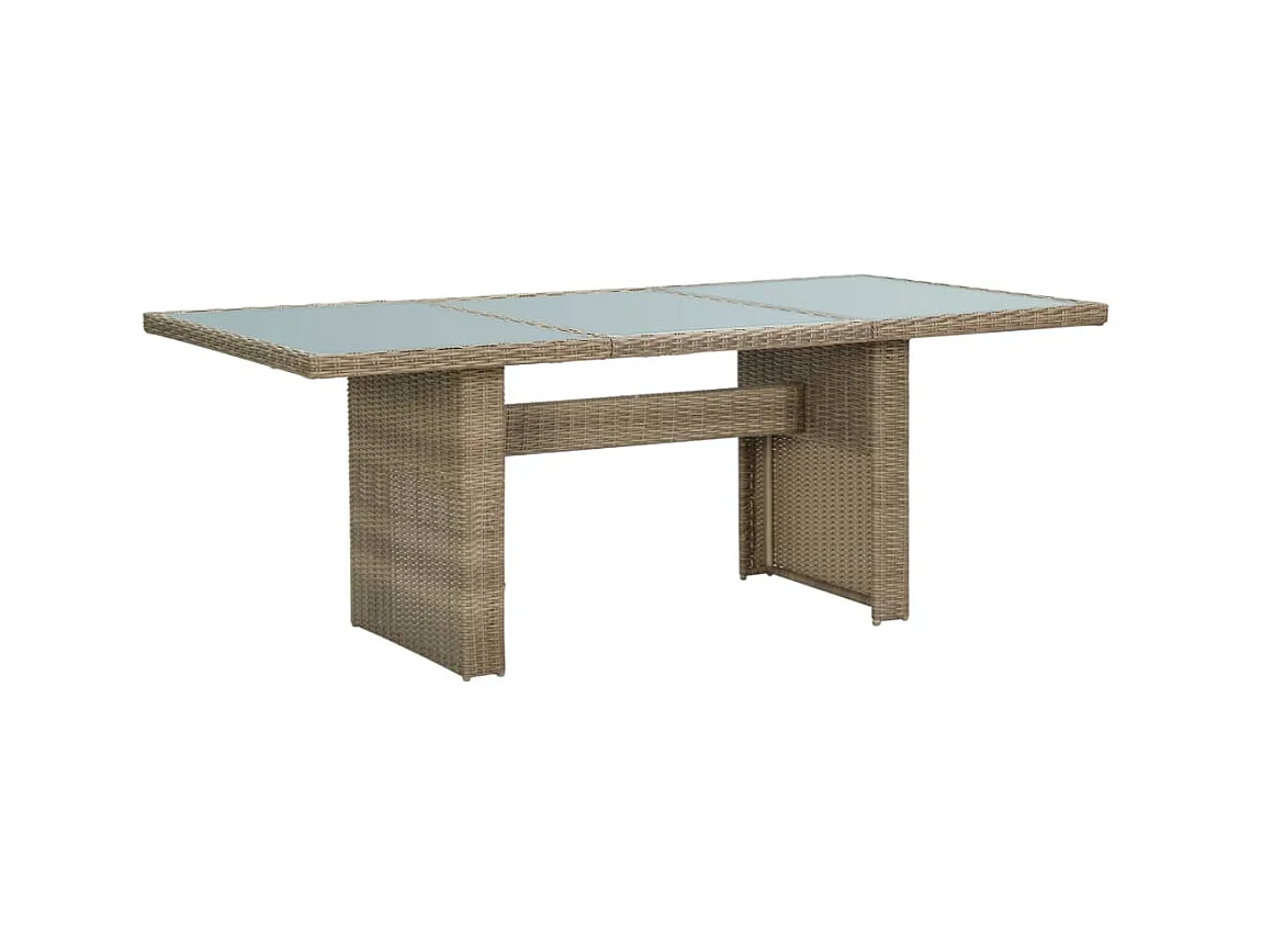 Table à manger de jardin Marron 200x100x74 cm Verre et résine tressée GHR77275