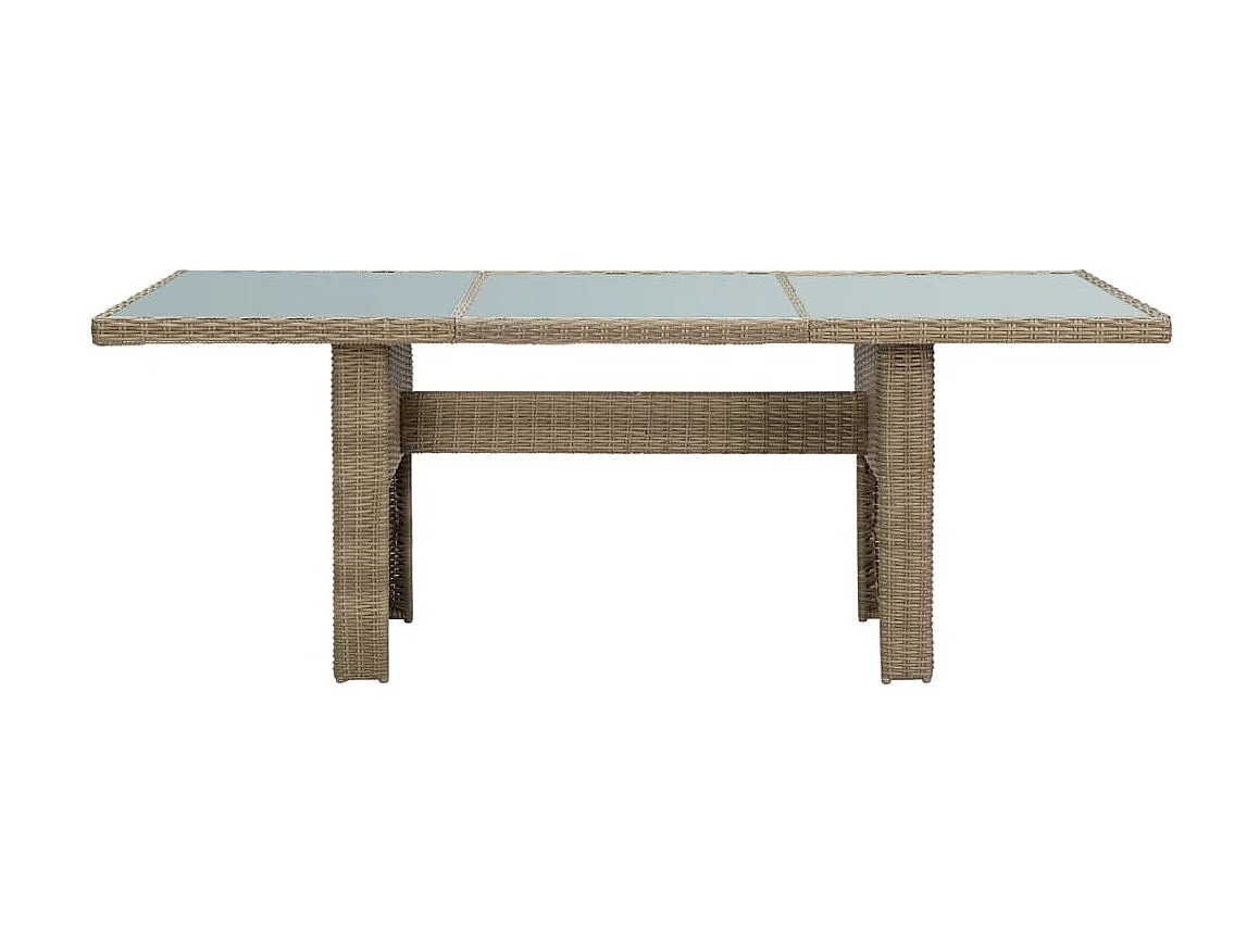 Table à manger de jardin Marron 200x100x74 cm Verre et résine tressée GHR77275