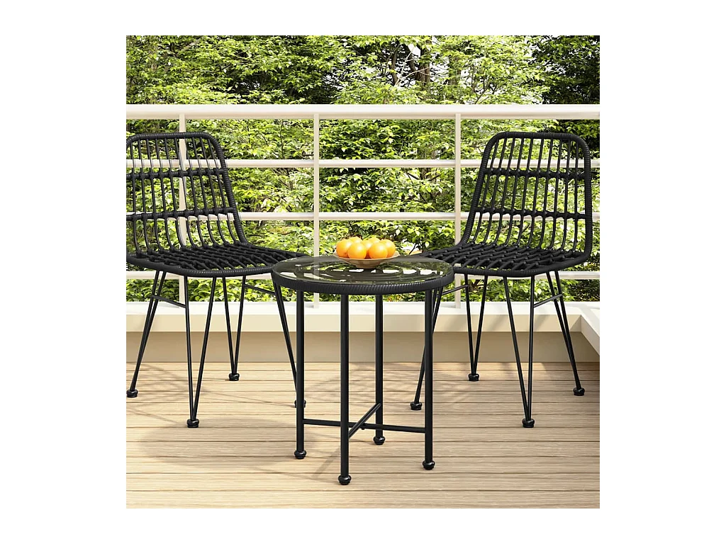 Table de salle à manger Noir Ø50 cm Verre trempé et acier GHR93440