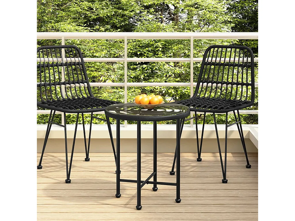 Table de salle à manger Noir Ø50 cm Verre trempé et acier GHR93440