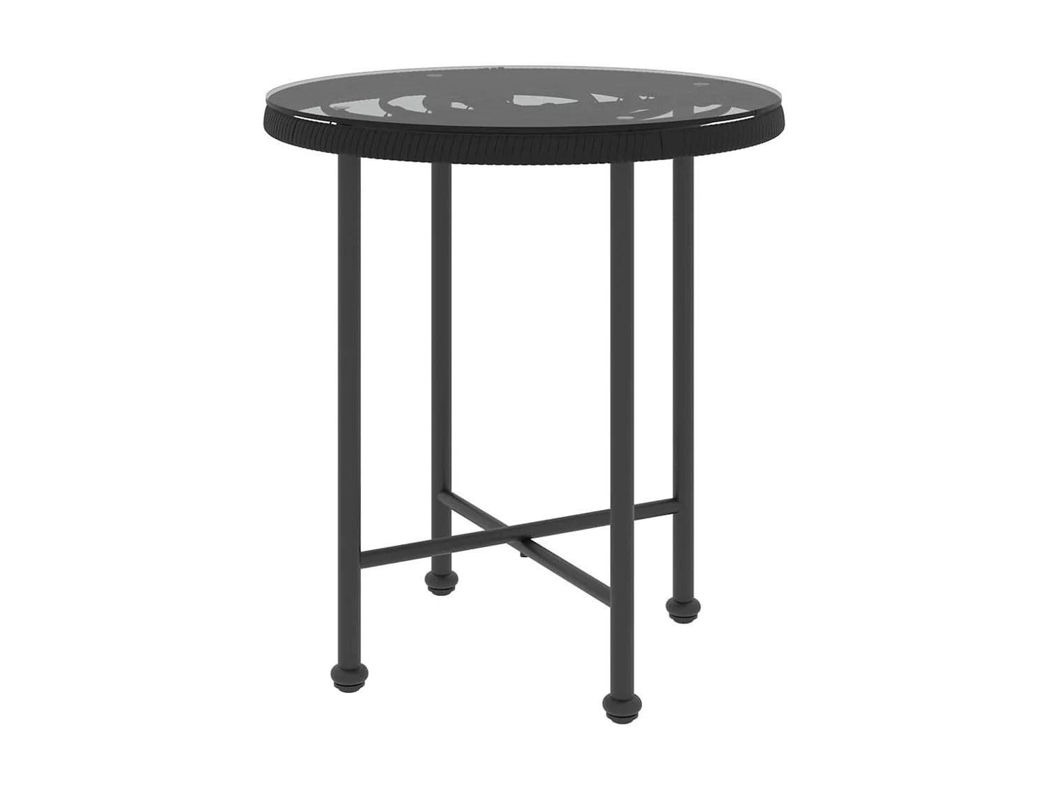 Table de salle à manger Noir Ø50 cm Verre trempé et acier GHR93440