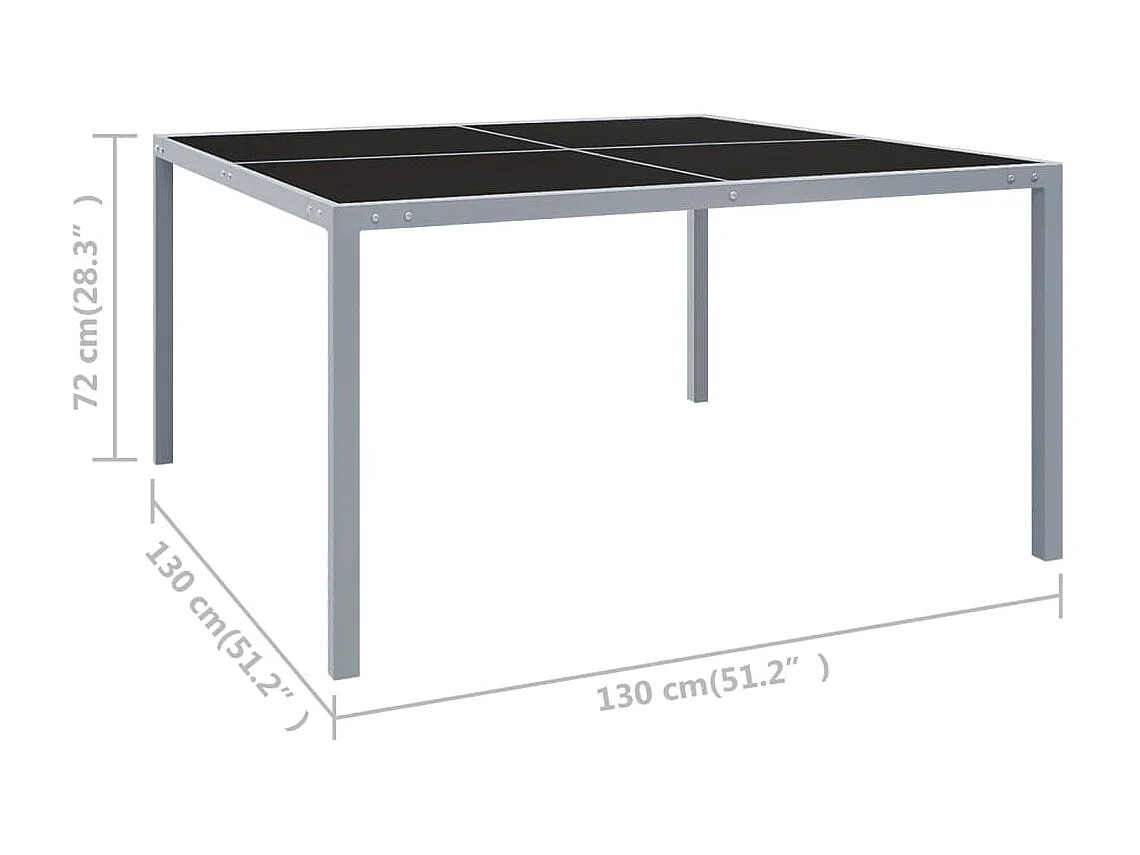 Table de jardin 130x130x72 cm Gris Acier et verre GHR66623