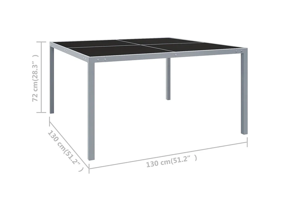 Table de jardin 130x130x72 cm Gris Acier et verre GHR66623