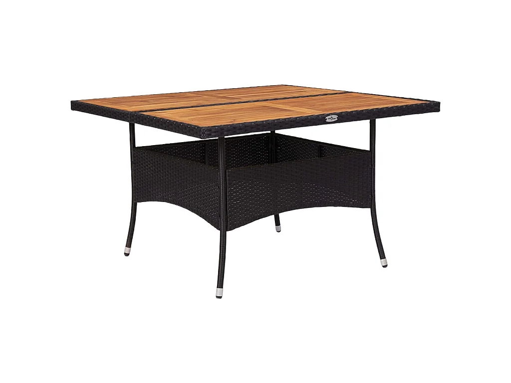 Table d'extérieur Noir Résine tressée et bois d'acacia solide GHR58577