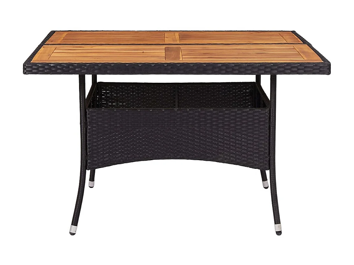Table d'extérieur Noir Résine tressée et bois d'acacia solide GHR58577