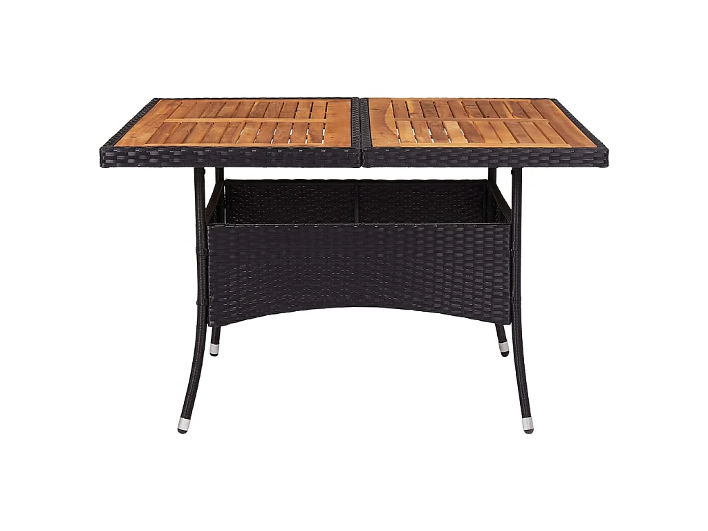 Table d'extérieur Noir Résine tressée et bois d'acacia solide GHR58577