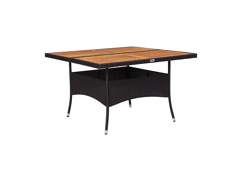 Table d'extérieur Noir Résine tressée et bois d'acacia solide GHR58577