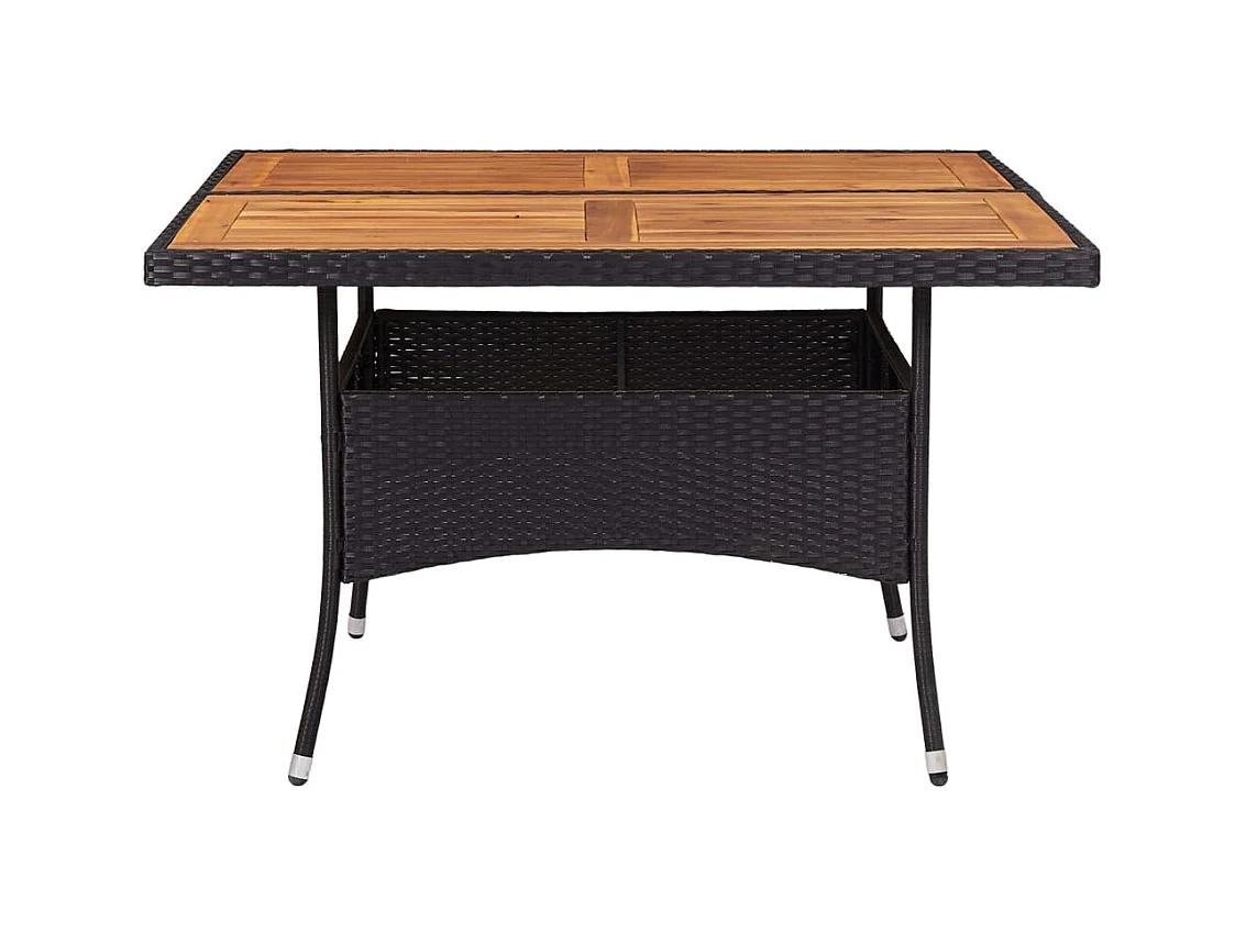 Table d'extérieur Noir Résine tressée et bois d'acacia solide GHR58577