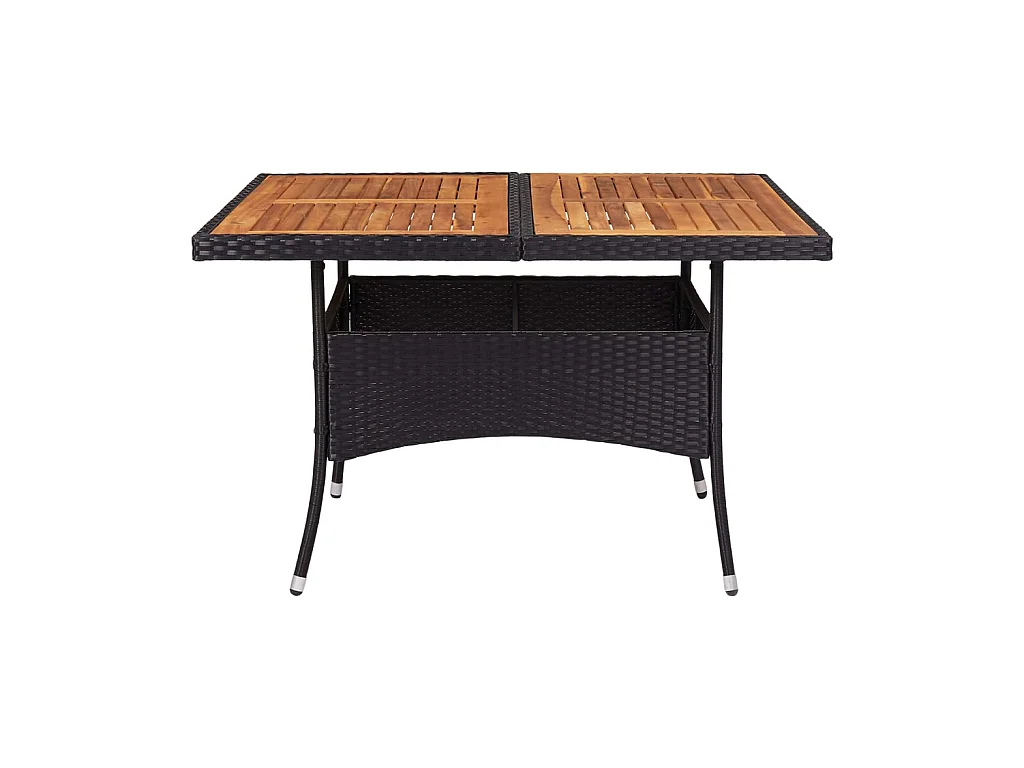 Table d'extérieur Noir Résine tressée et bois d'acacia solide GHR58577