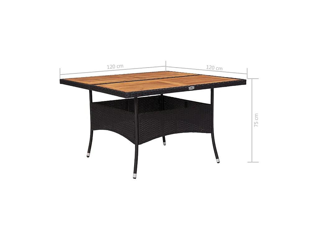 Table d'extérieur Noir Résine tressée et bois d'acacia solide GHR58577